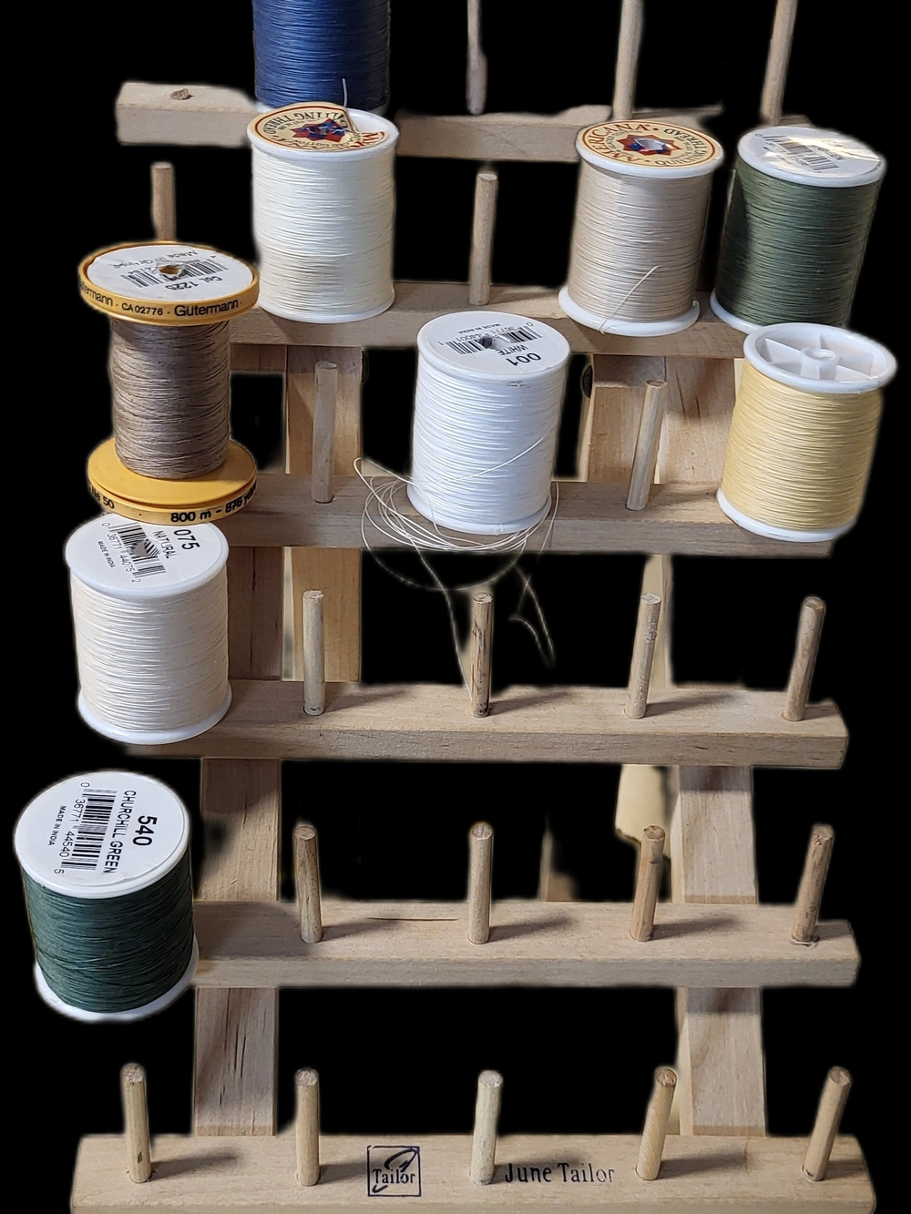 Wooden Thread Rack Organizer - Natural Wood